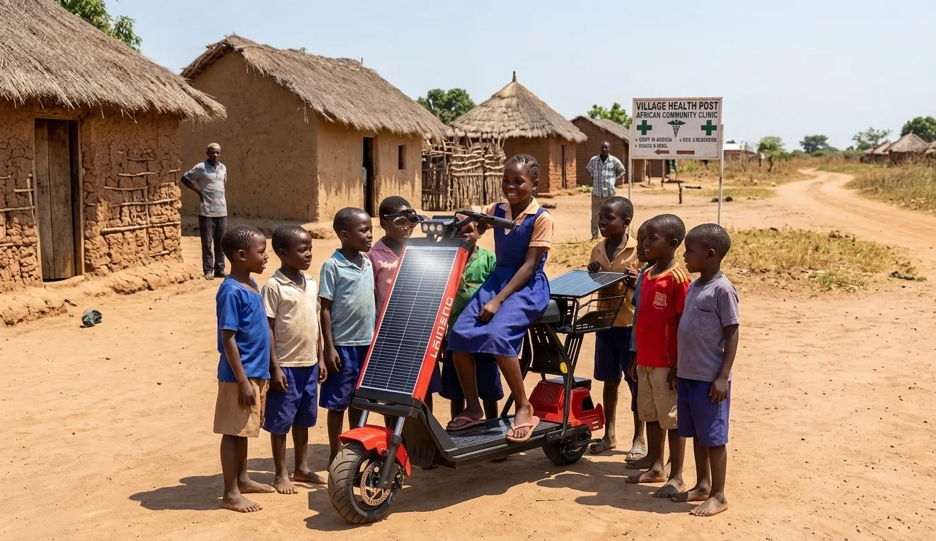 Off-grid village in Africa at midday