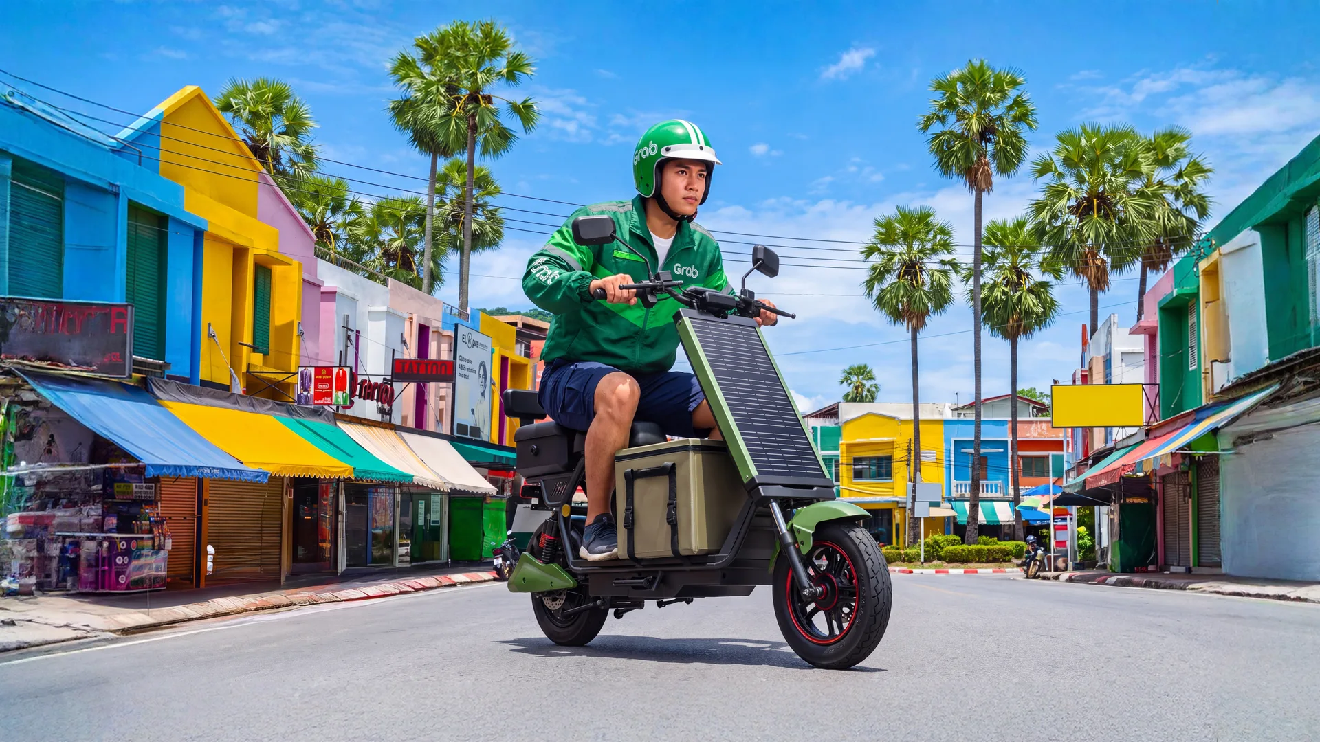 Laineng solar scooter food delivery urban commute scene