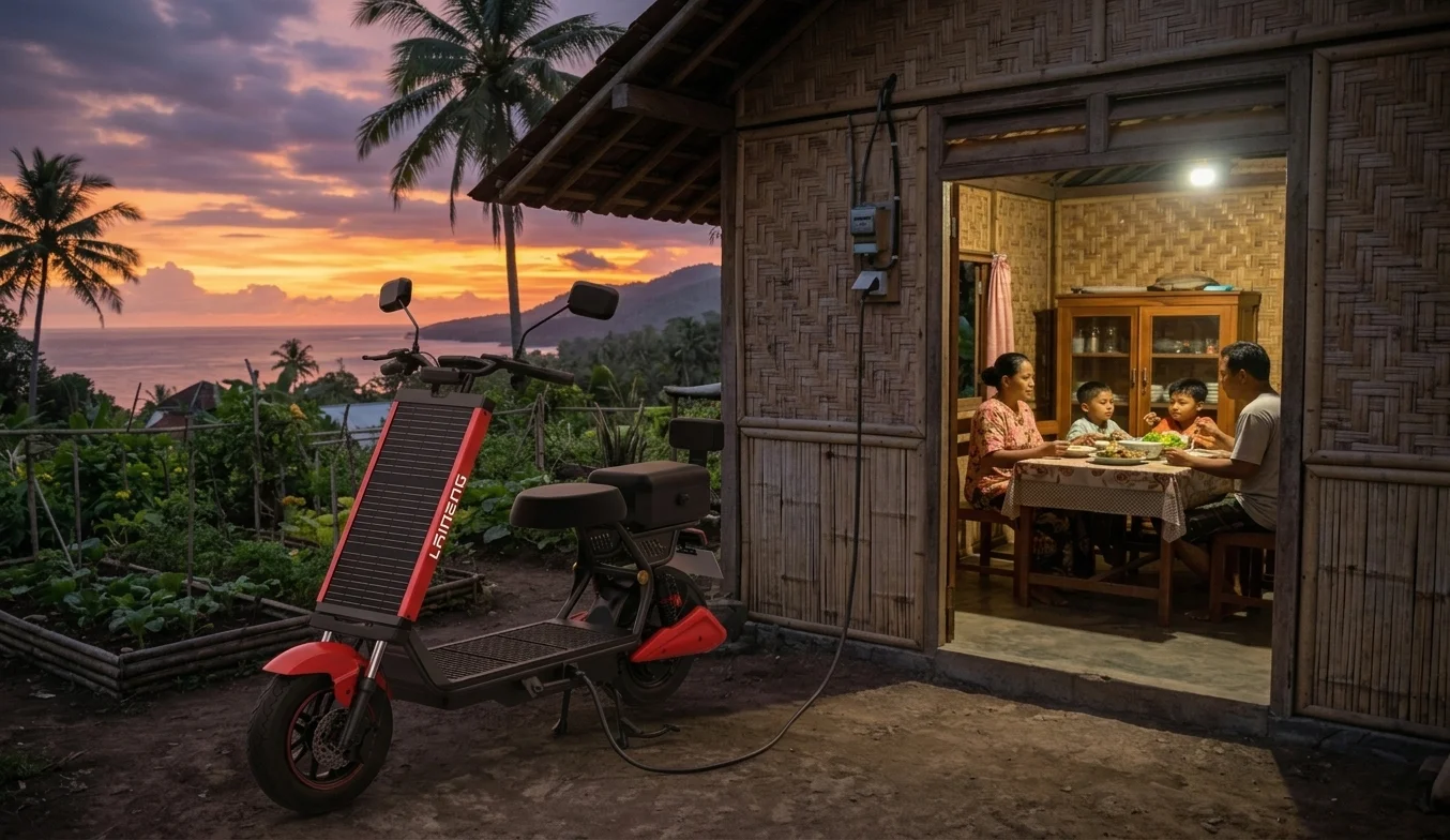Island home in Indonesia at dusk