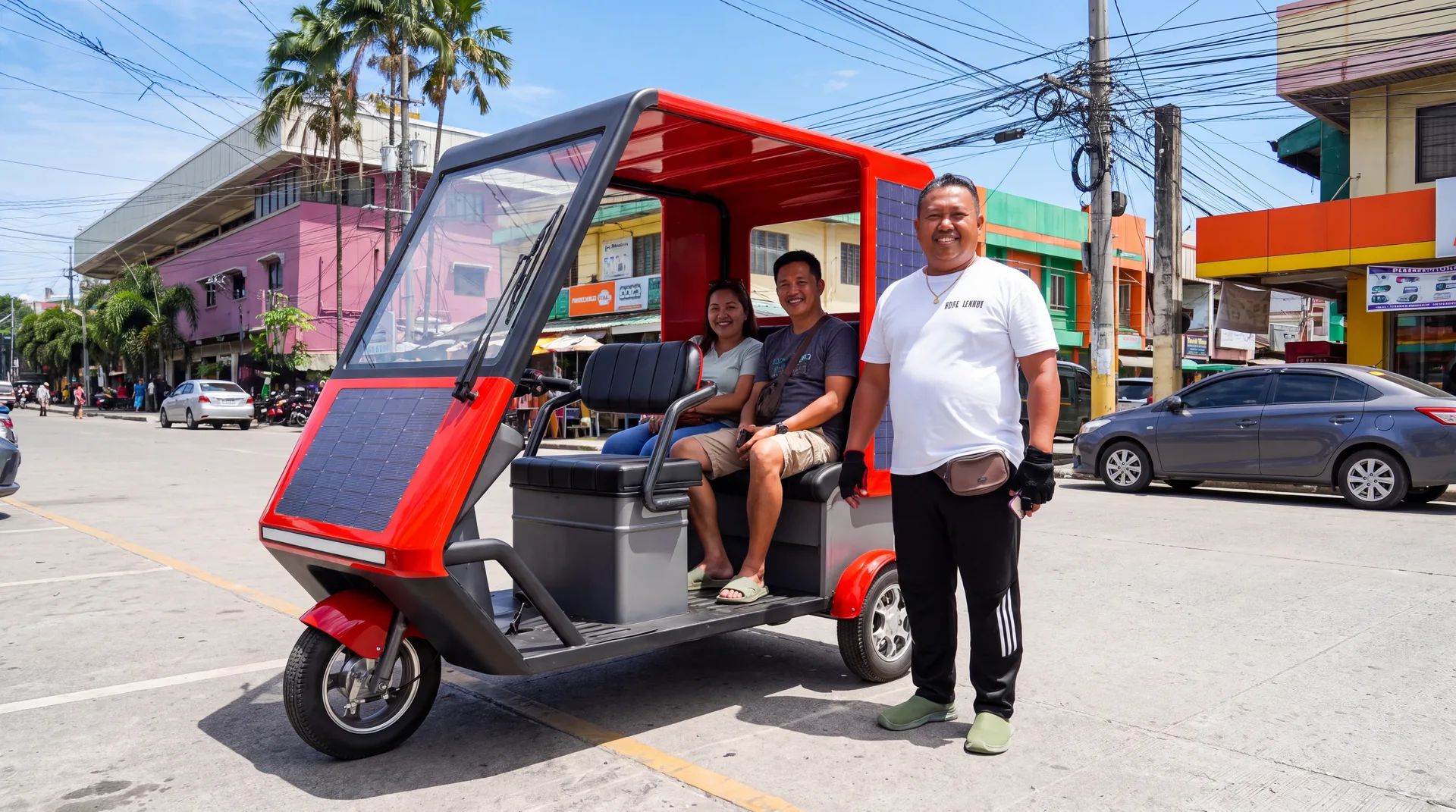 Laineng solar tricycle passenger transport livelihood scene
