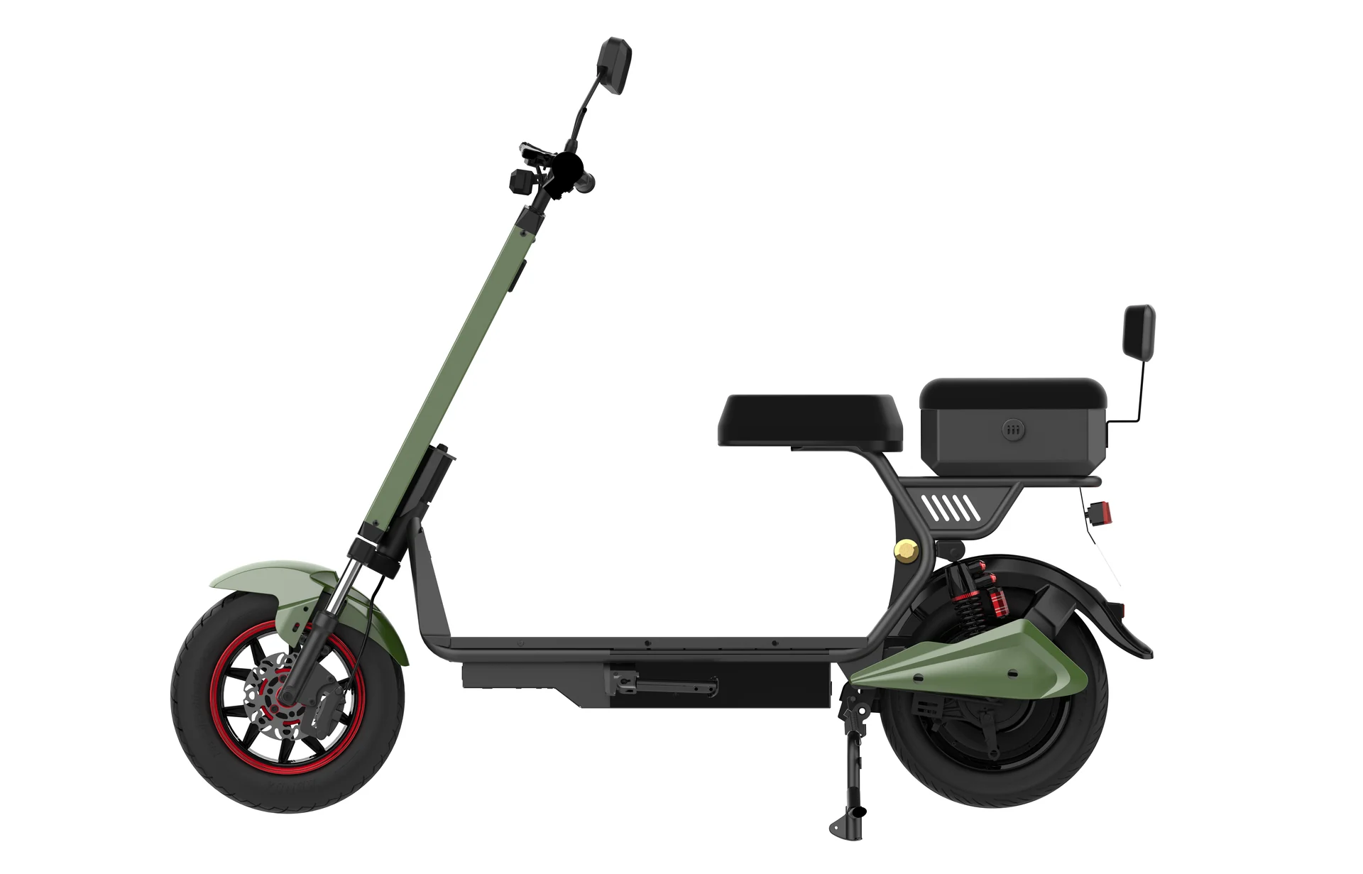Laineng L101 solar electric moped in olive green