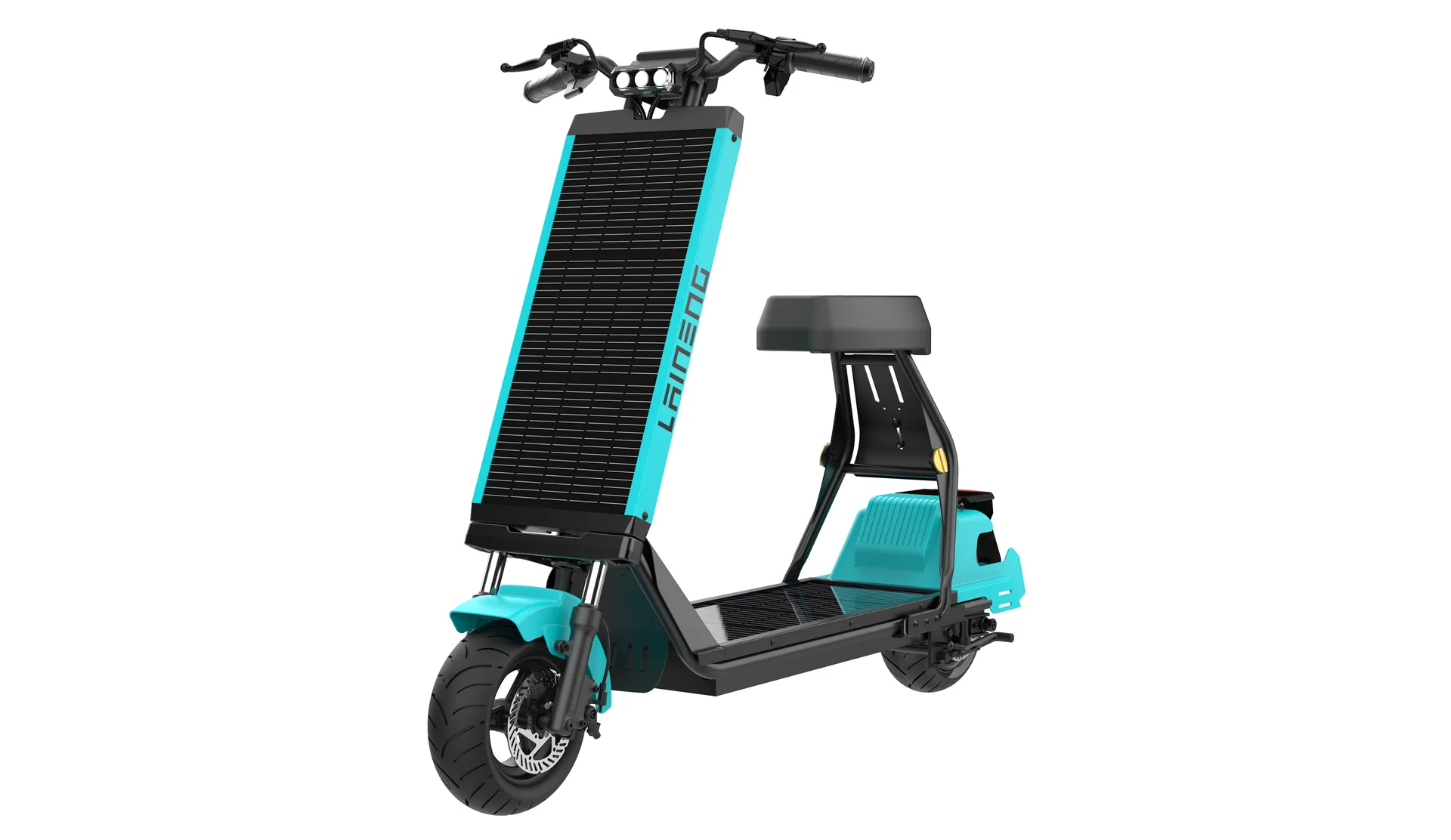 Laineng S108 solar saddle scooter in cyan