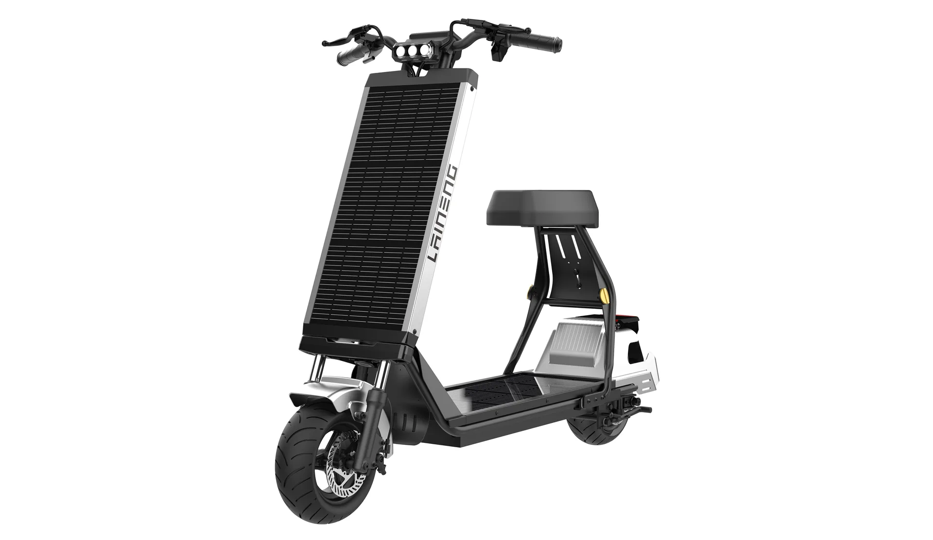 Laineng S108 solar saddle scooter in silver gray
