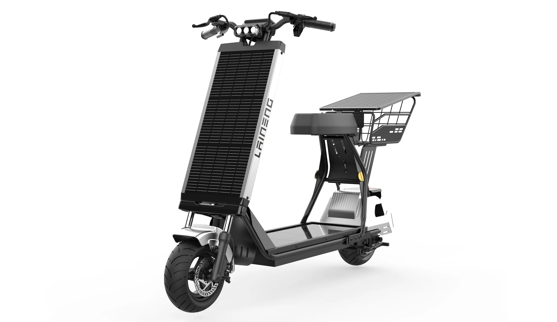 Laineng S108 Pro solar saddle scooter in silver