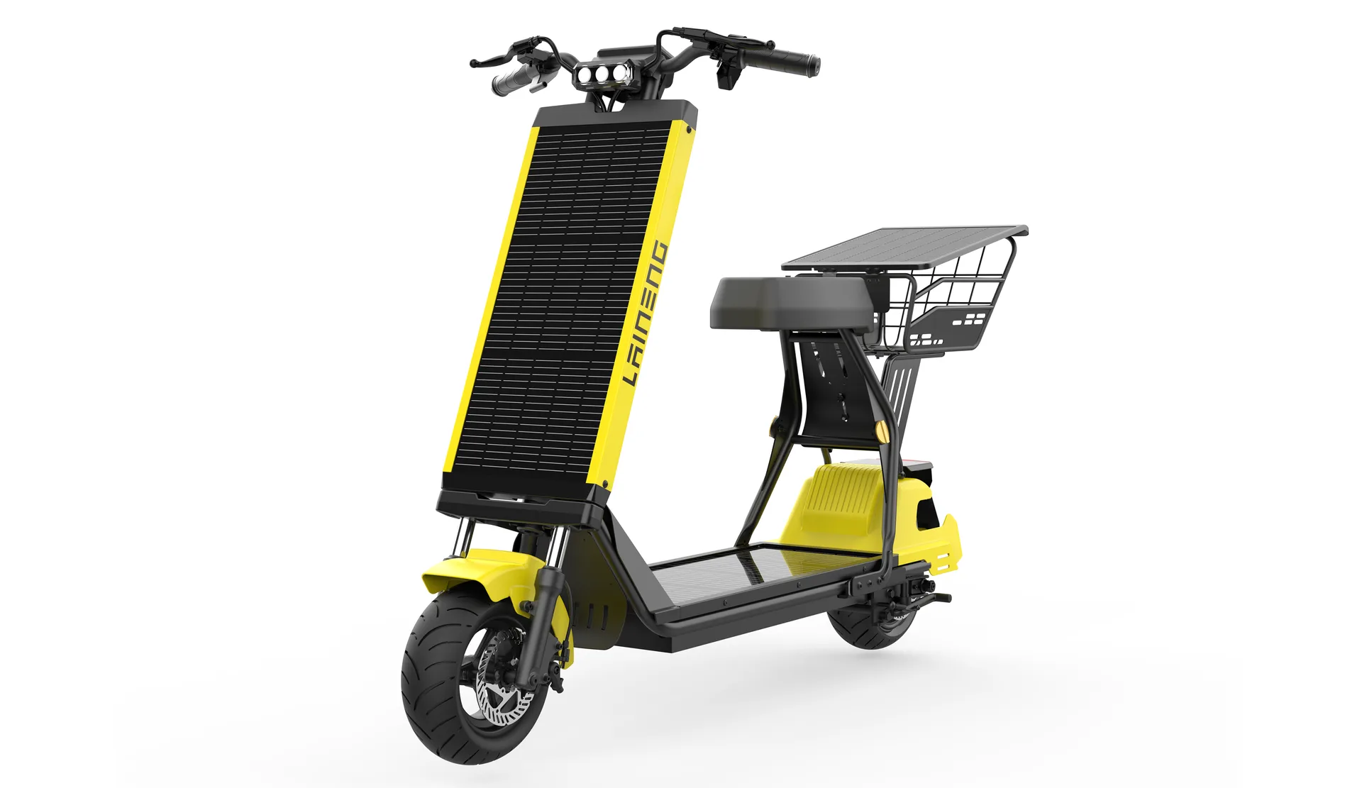 Laineng S108 Pro solar saddle scooter in yellow